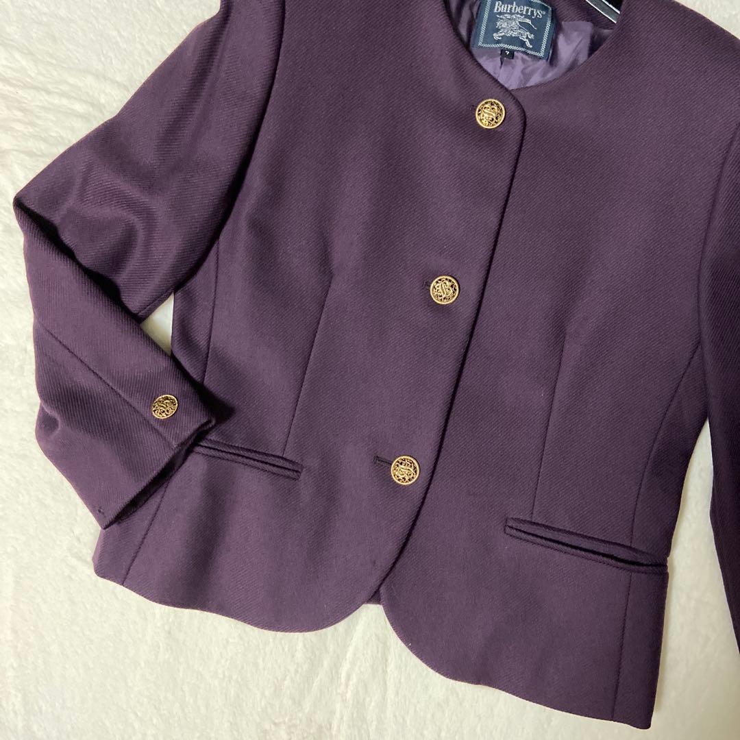 Burberry ノーカラージャケット カシミヤ ウール Burberry ノーカラージャケット カシミヤ ウール