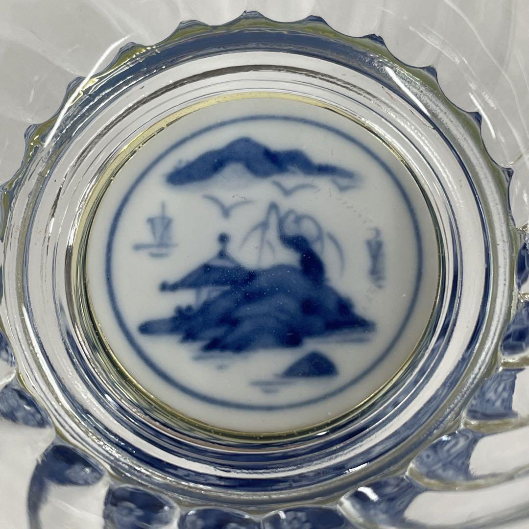 TH-M0623　龍峰 三洋陶器 染付捻祥瑞 ガラスデザート鉢揃 5客 食器 TH-M0623龍峰 三洋陶器 染付捻祥瑞 ガラスデザート鉢揃 5客 食器