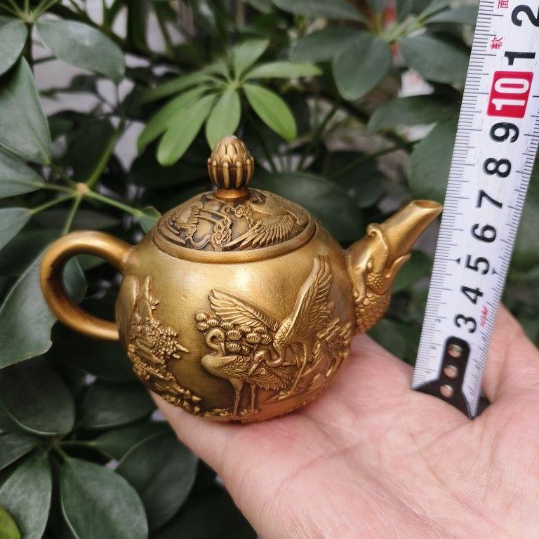 銅器   細工  魚嘴鶴茶壺  徳利   茶道具  現代工芸品 美術品 置物