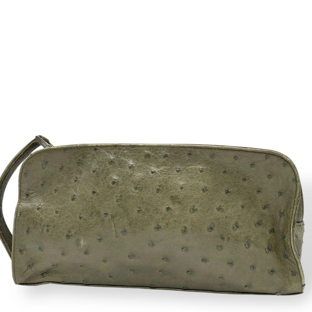 美品　OSTRICH オーストリッチ　クラッチバッグ　セカンドバッグ　緑　本革