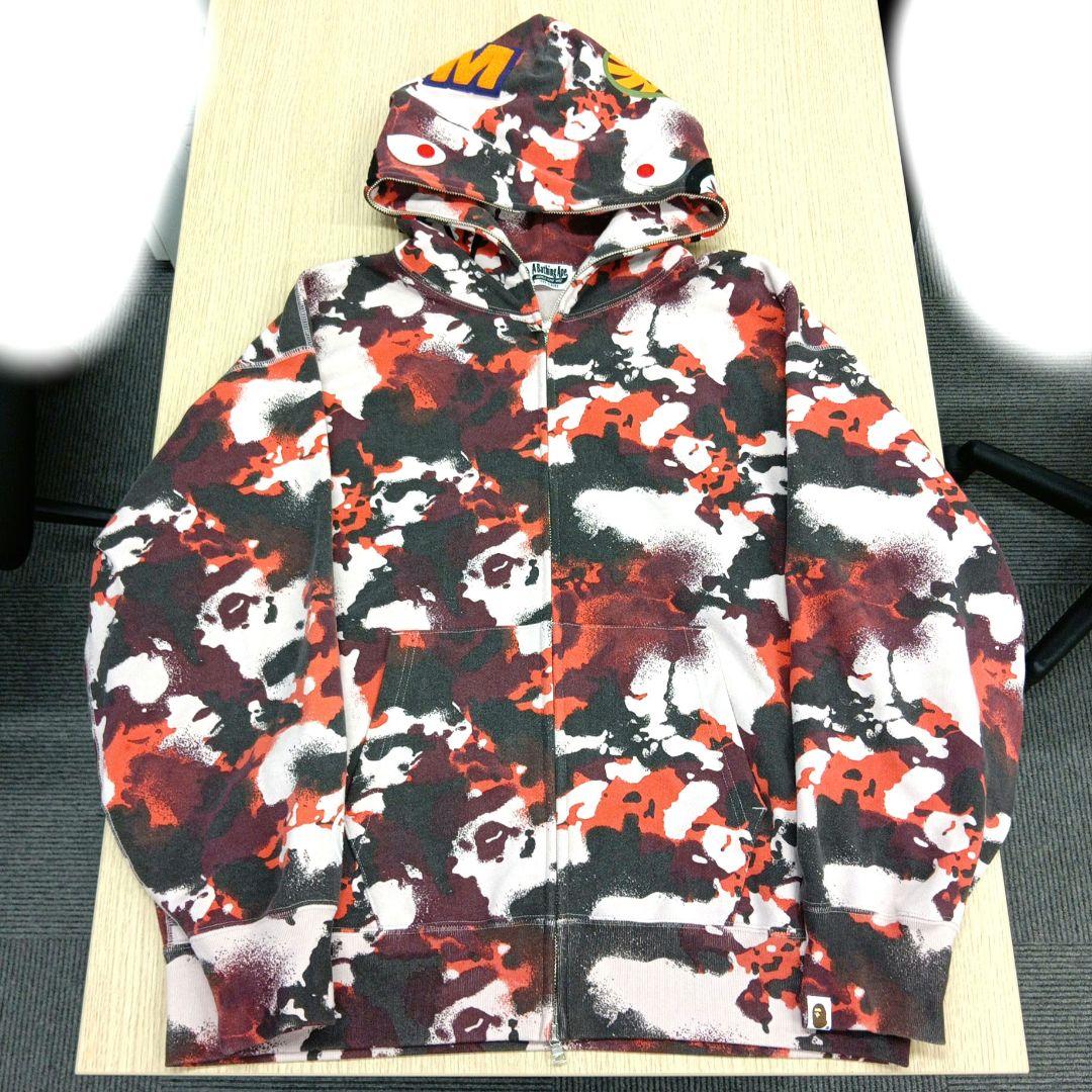 BAPE ピンク迷彩 シャークフード パーカー　エイプ フーディ