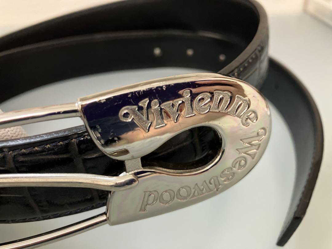 【ヴィンテージ】クロコ調レザーベルト　本革　良品　ヴィヴィアンウエストウッド　黒 Vivienne Westwood ヴィヴィアンウエストウッド クロコ調 ベルト