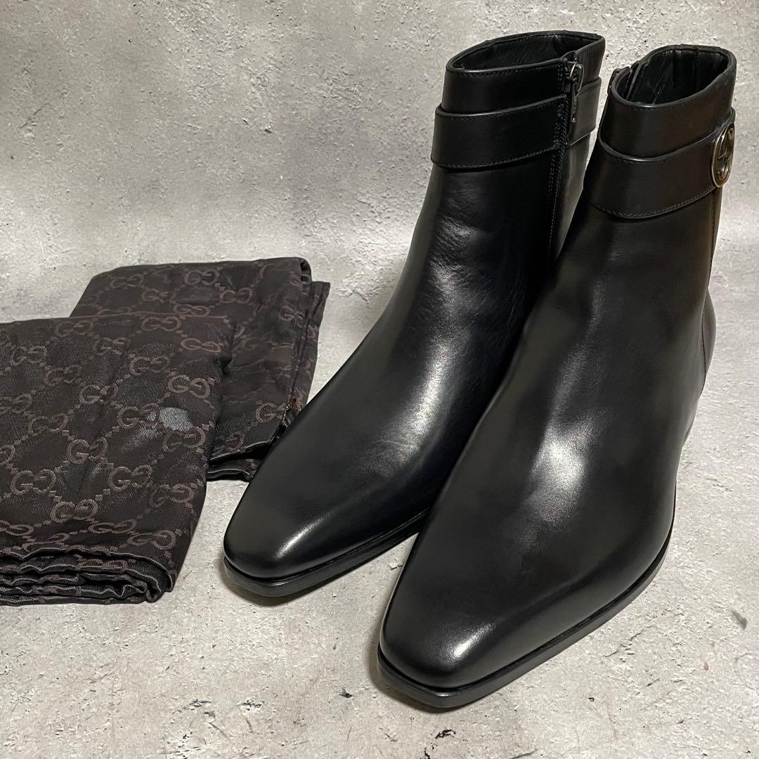グッチ GUCCI 39E レザーショートブーツ インターロッキング25cm GUCCI