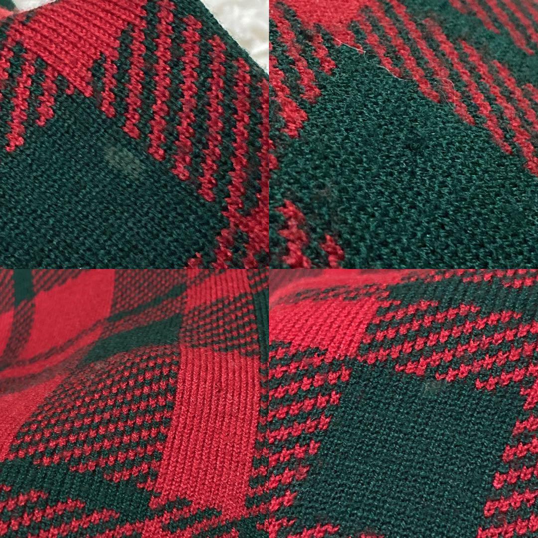 OLD GUCCI オールド グッチ ニット ワンピース チェック 赤 緑
