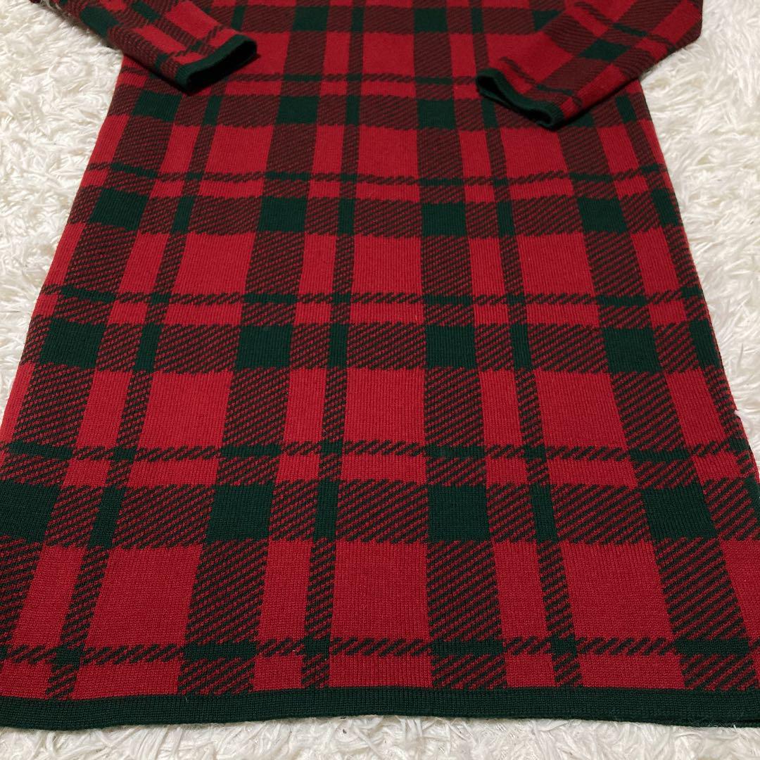 OLD GUCCI オールド グッチ ニット ワンピース チェック 赤 緑