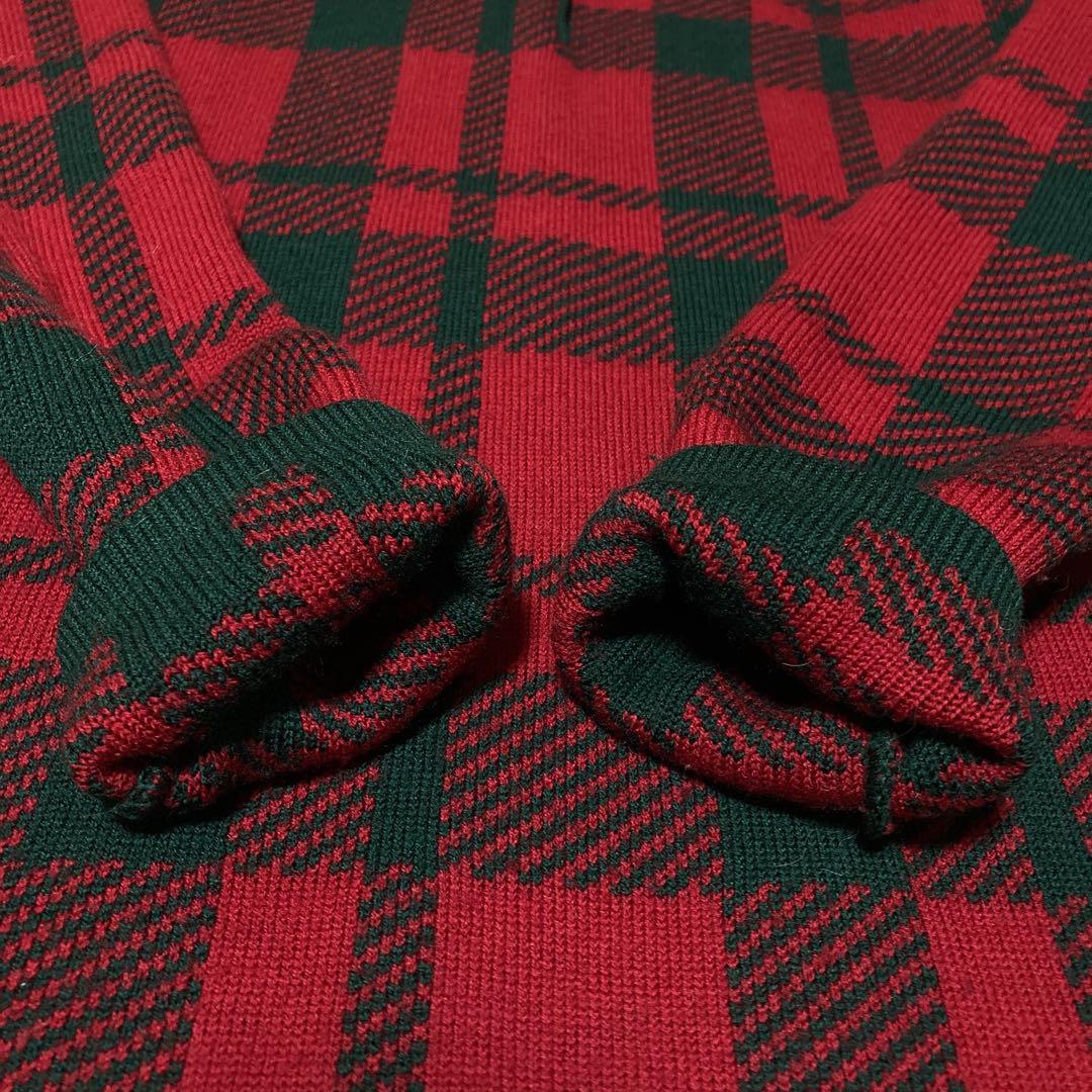OLD GUCCI オールド グッチ ニット ワンピース チェック 赤 緑