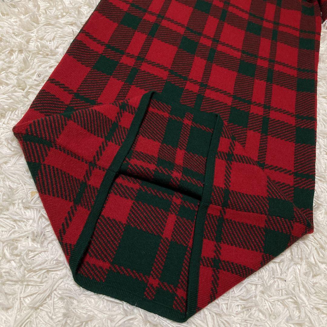 OLD GUCCI オールド グッチ ニット ワンピース チェック 赤 緑