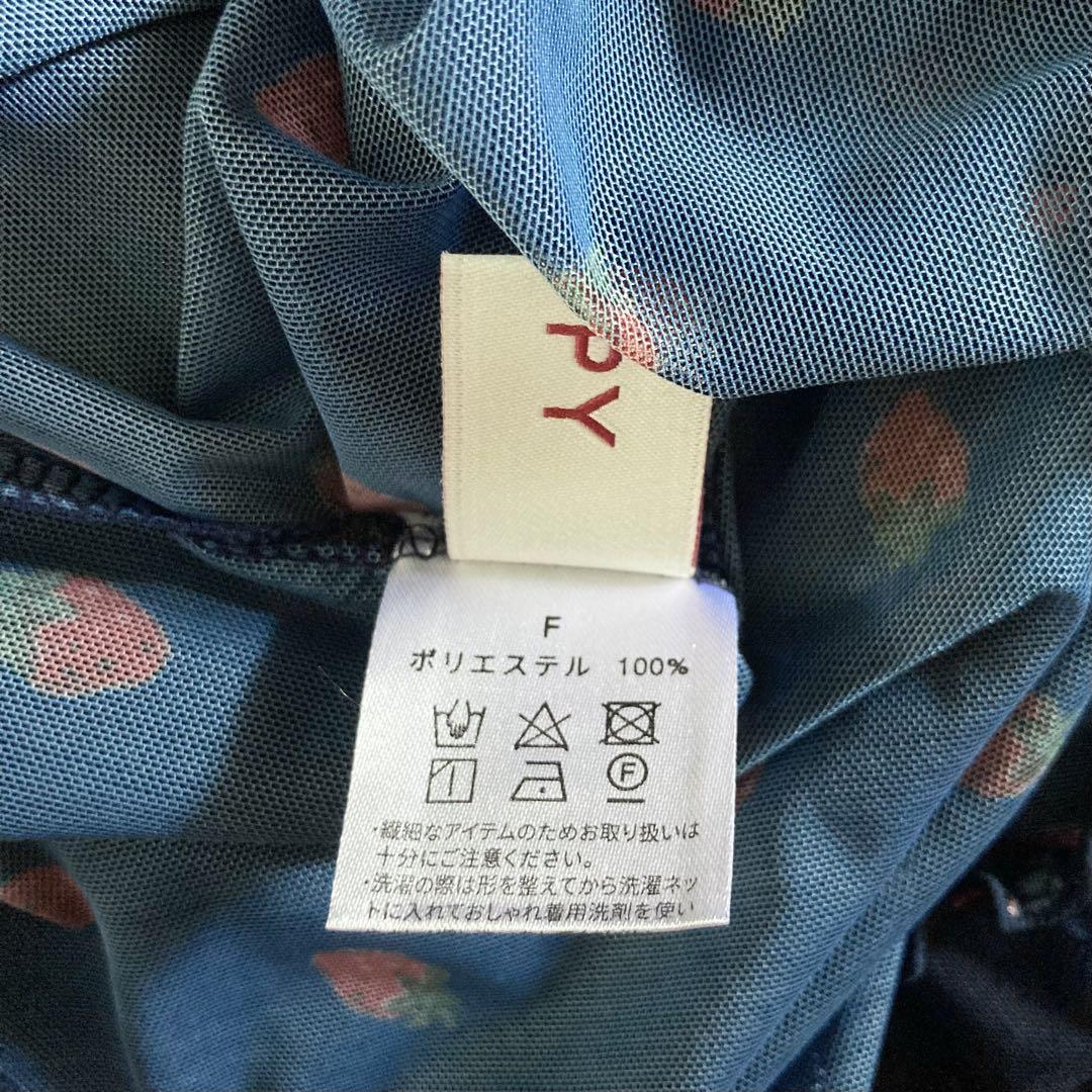 美品】POPPY シースルートップス いちご ネイビー - メルカリ