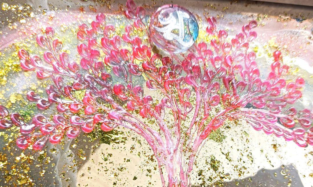 開運絵画 ❀ぷっくりピンクの金の成る木❀虹 - メルカリ