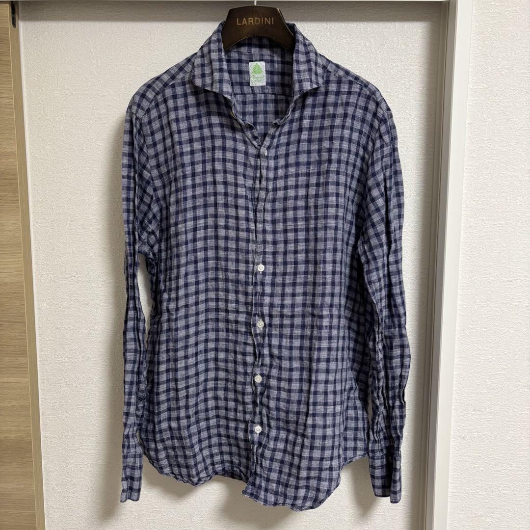 美品】フィナモレ・長袖シャツ・リネン100 ブラウス
