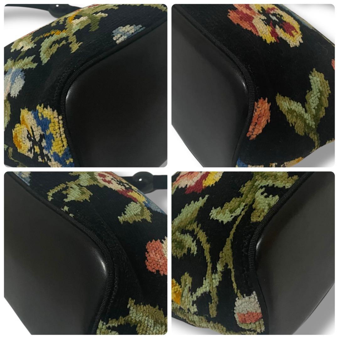 黒×花柄 ハンドバック