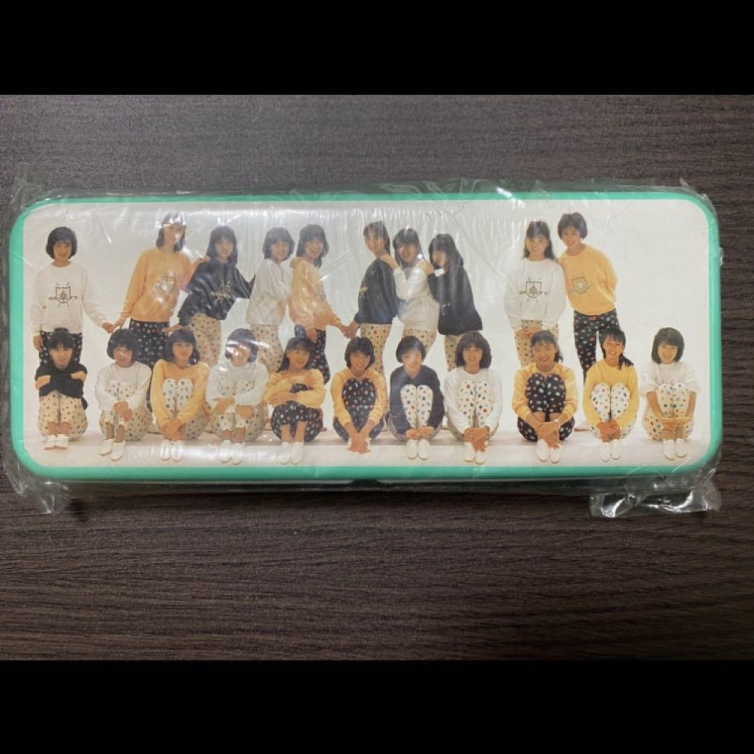 当時物 おニャン子クラブ 缶ペンケース(鉛筆おまけ付き) 未使用