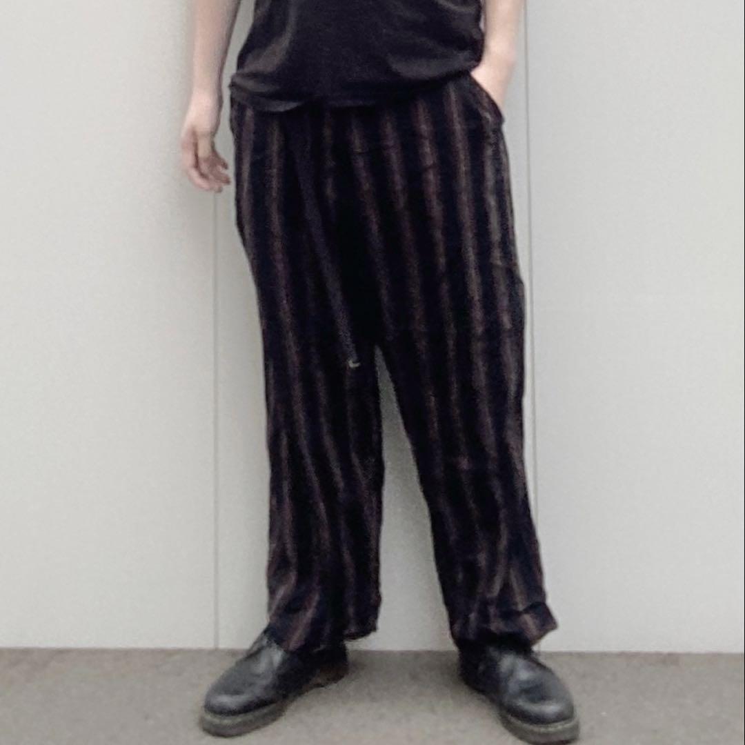 着画あり!!90s コムデギャルソン ワイド レーヨン ストライプ スラックス