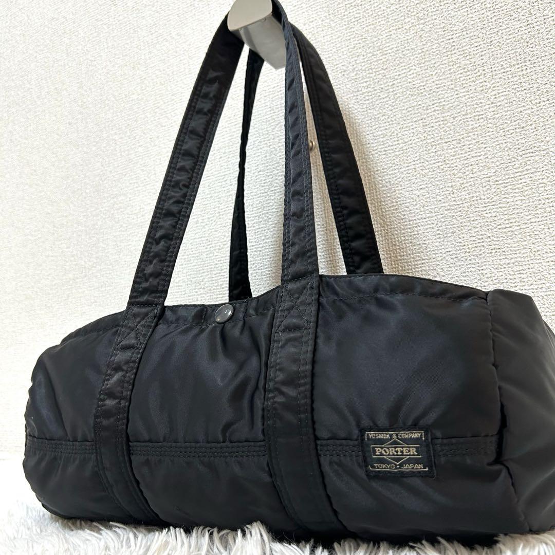 【極美品✨ドラムバッグ/Lサイズ】ポーター　タンカー　ブラック　人気　肩がけ可能