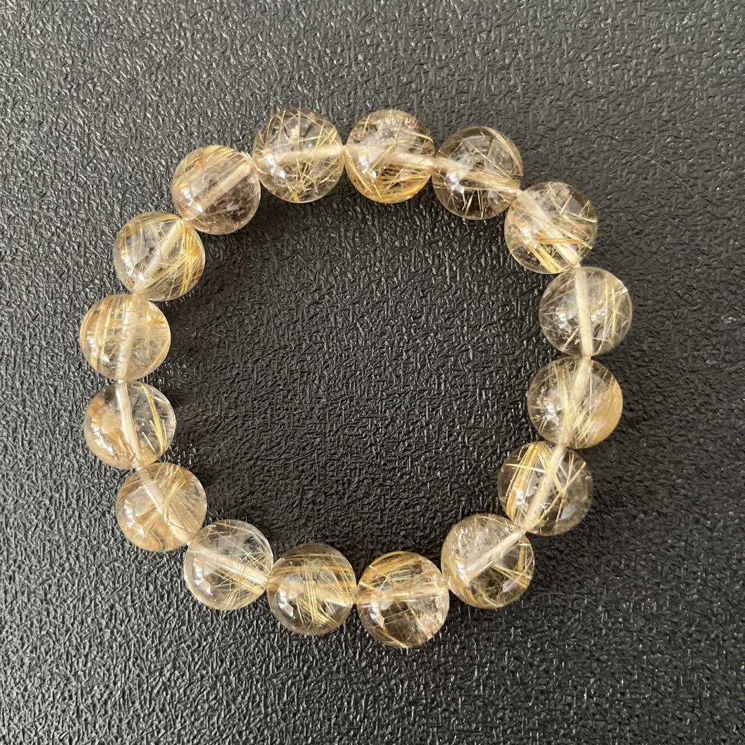 ルチルクォーツ ブレスレット(15玉) 12mm〜15mm 画像3