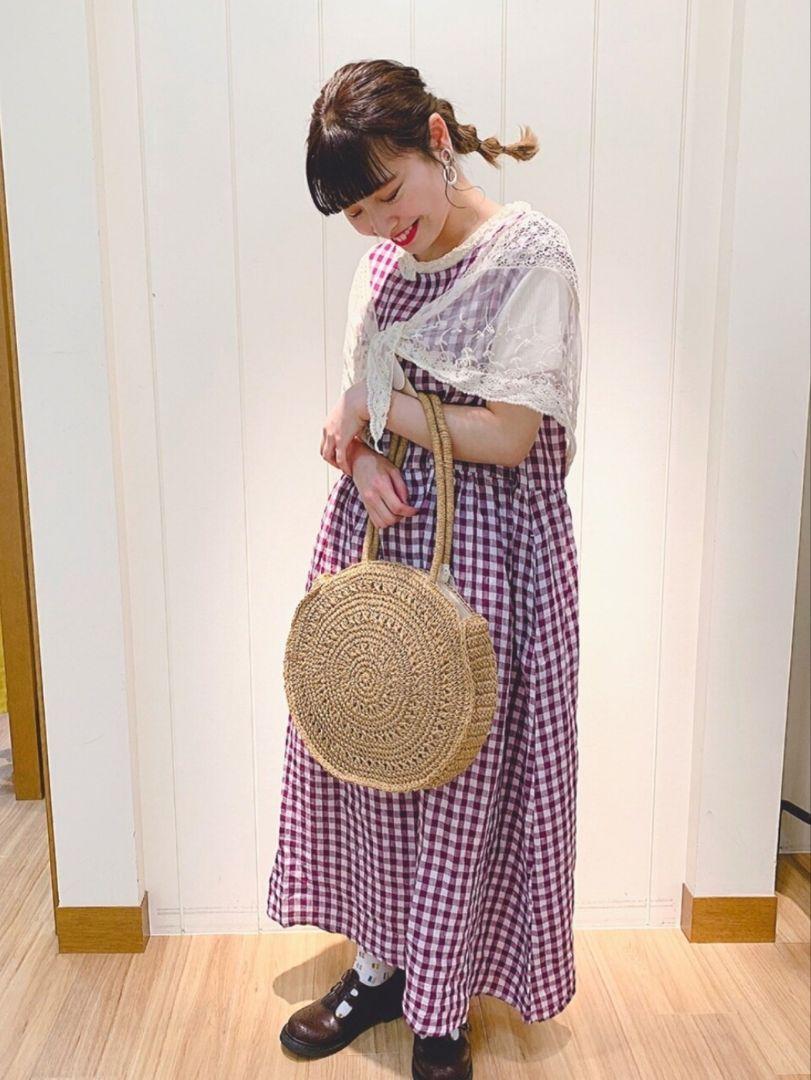 美品　サマンサモスモス　テレデランリネンノースリワンピース　ギンガムチェック