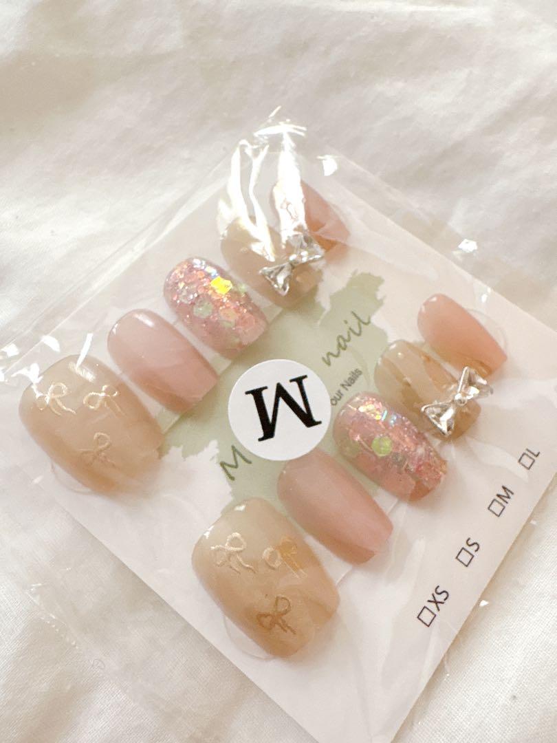 ♡ ハンドメイド ネイルチップ ♡ ハンドメイド ネイルチップ 10個セット Mサイズ - メルカリ