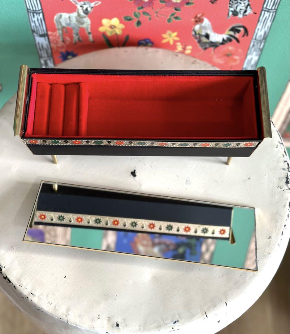 昭和レトロ　アクセサリーケース　ジュエリーボックス　ミラー付　脚付き　ノベルティ