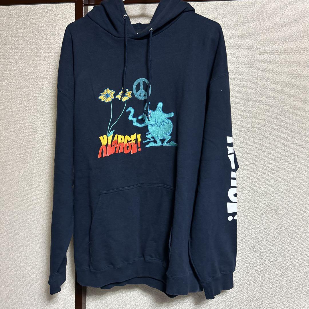 「美品」XLARGE ネイビー パーカー 極美品‼️ XLARGE ネイビー フード付きパーカー - メルカリ