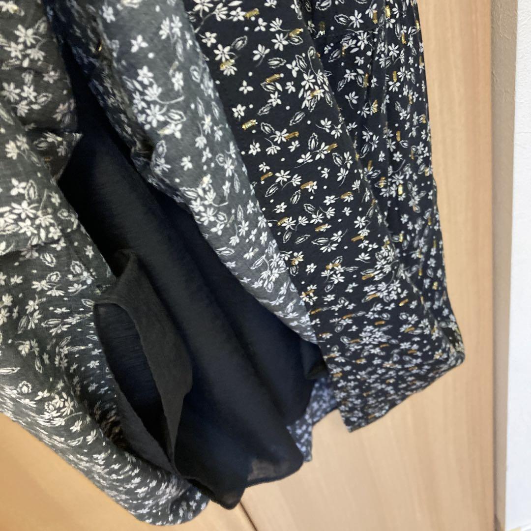 cloth and cross花柄長袖ドレス 黒と白
