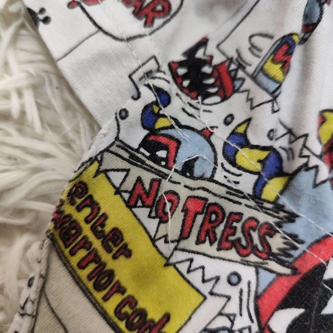 W<　パクパク　リンガーTシャツ　総柄　アメコミ風　　90s