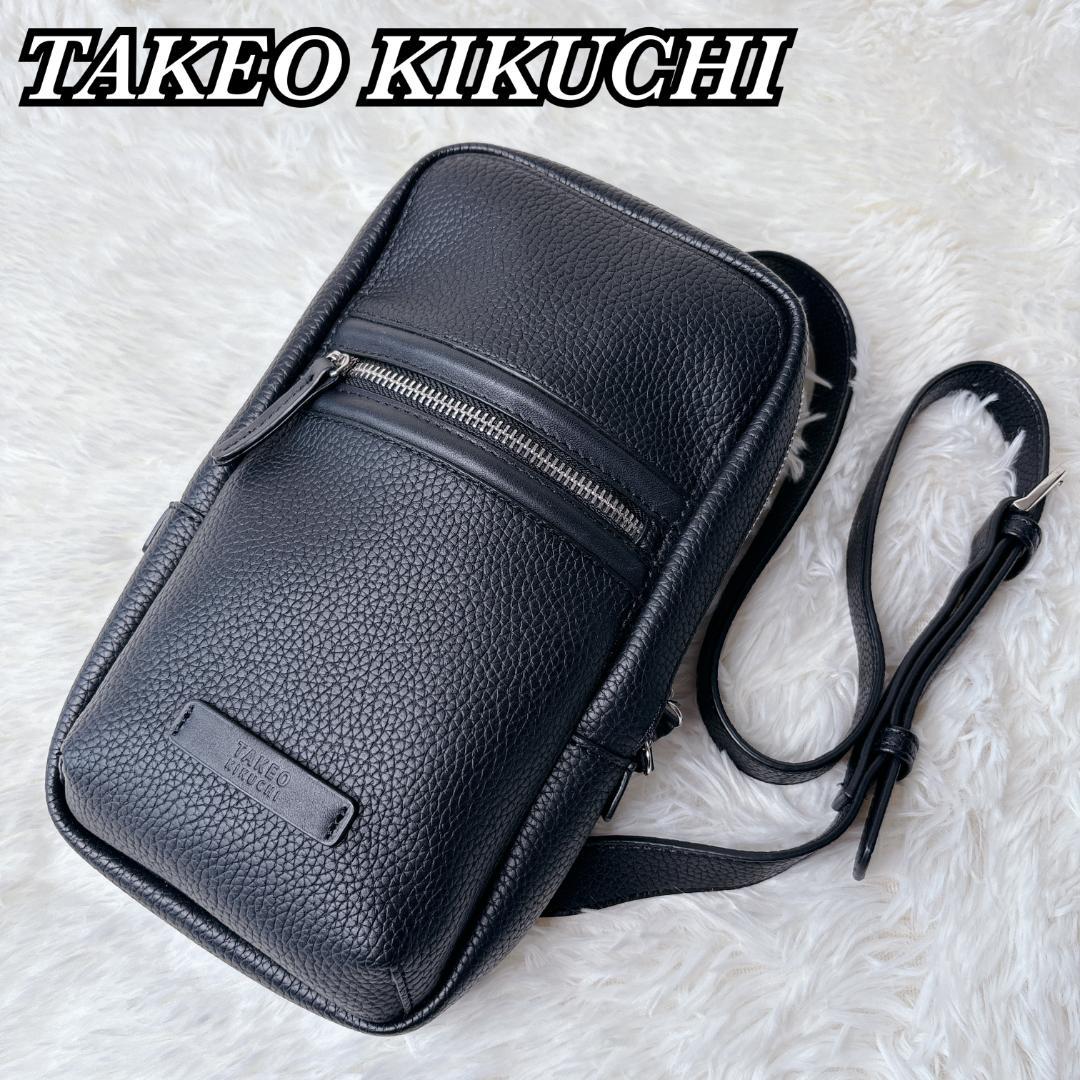 【美品】TAKEO KIKUCHI ワンショルダー バッグ 黒 PVC