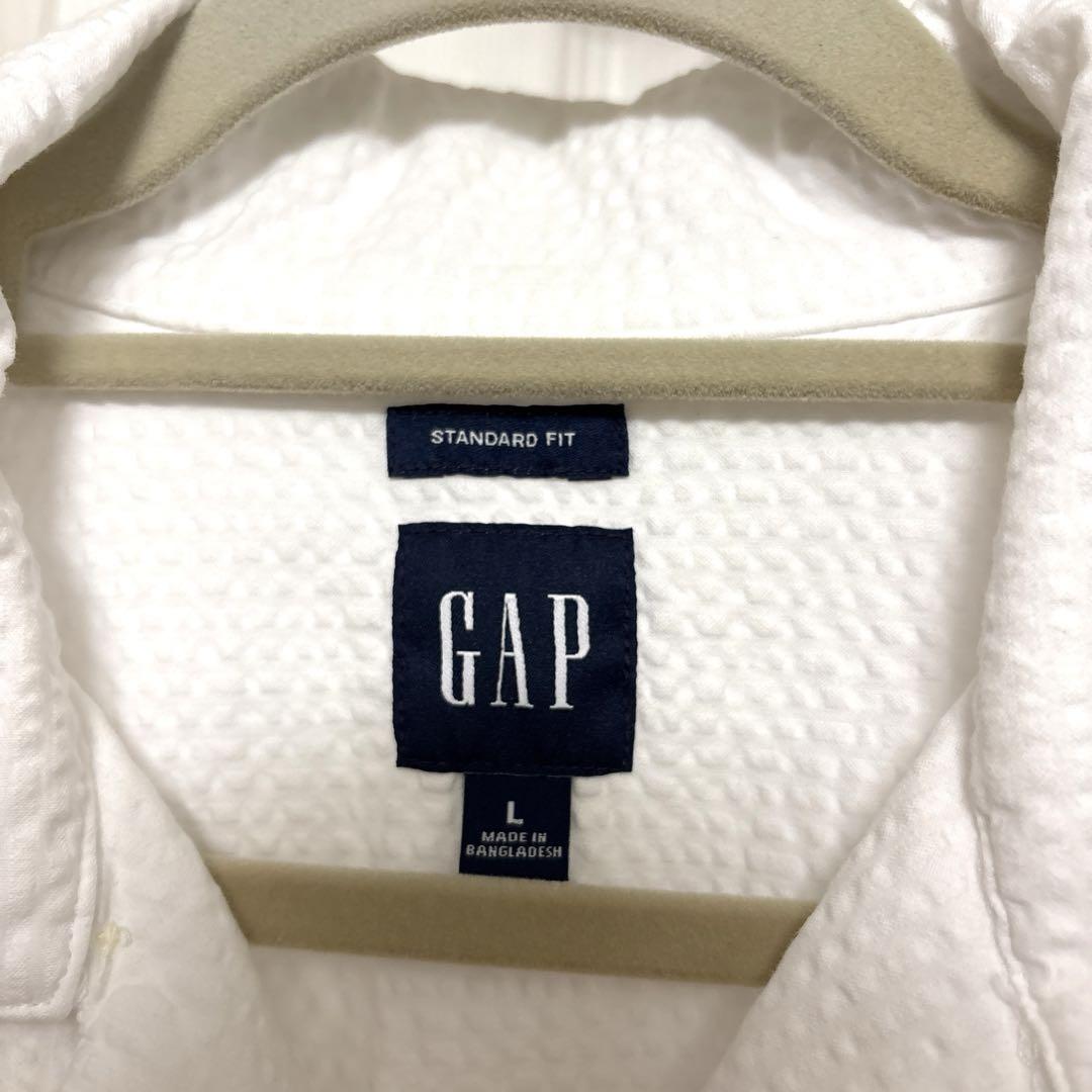 ギャップ 半袖シャツ 開襟 シアサッカー 白　ボックスシルエット　gap