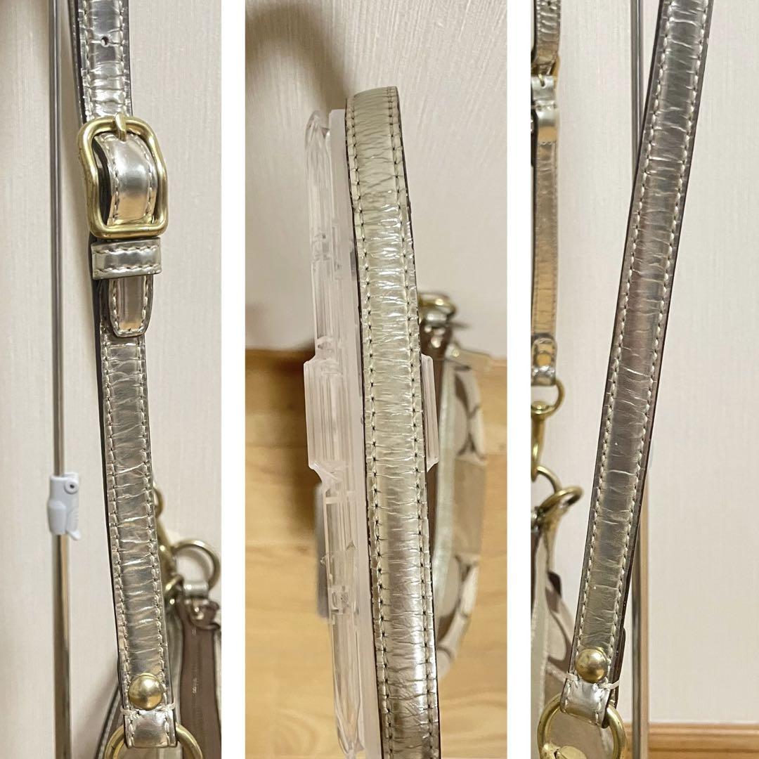 COACH 2WAY ショルダーバッグ 13278 美品 コーチ ショルダーバッグ 2way シグネチャー ゴールド