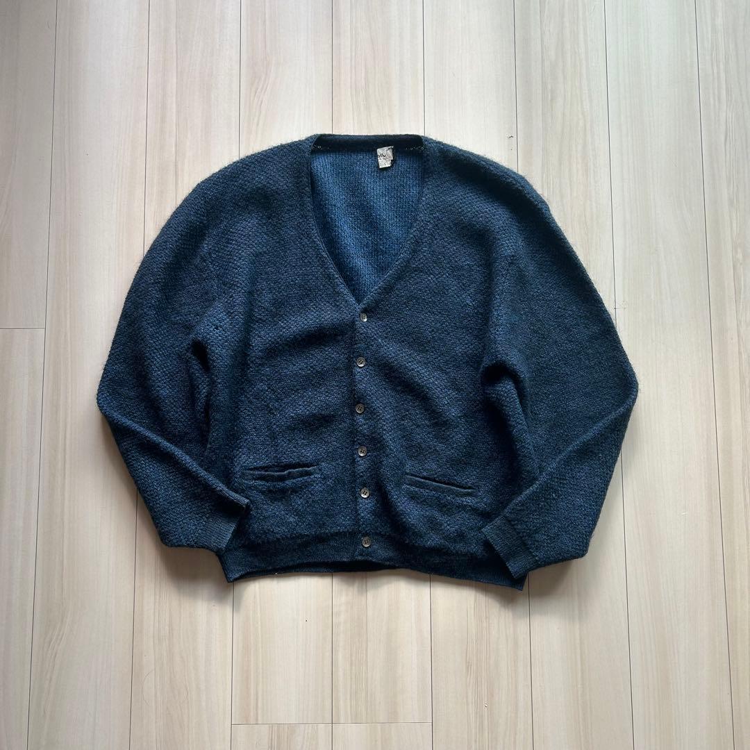 60s Jockey モヘアカーディガン アメリカ製 XL 青黒 ビッグサイズ 60s Jockey モヘアカーディガン アメリカ製 XL 青黒 ビッグサイズ