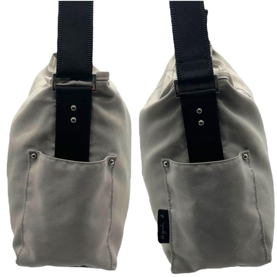 美品　A4収納　アニエスベー　ショルダーバッグ　ナイロン　グレー　ブラック balifitnesscenter.com