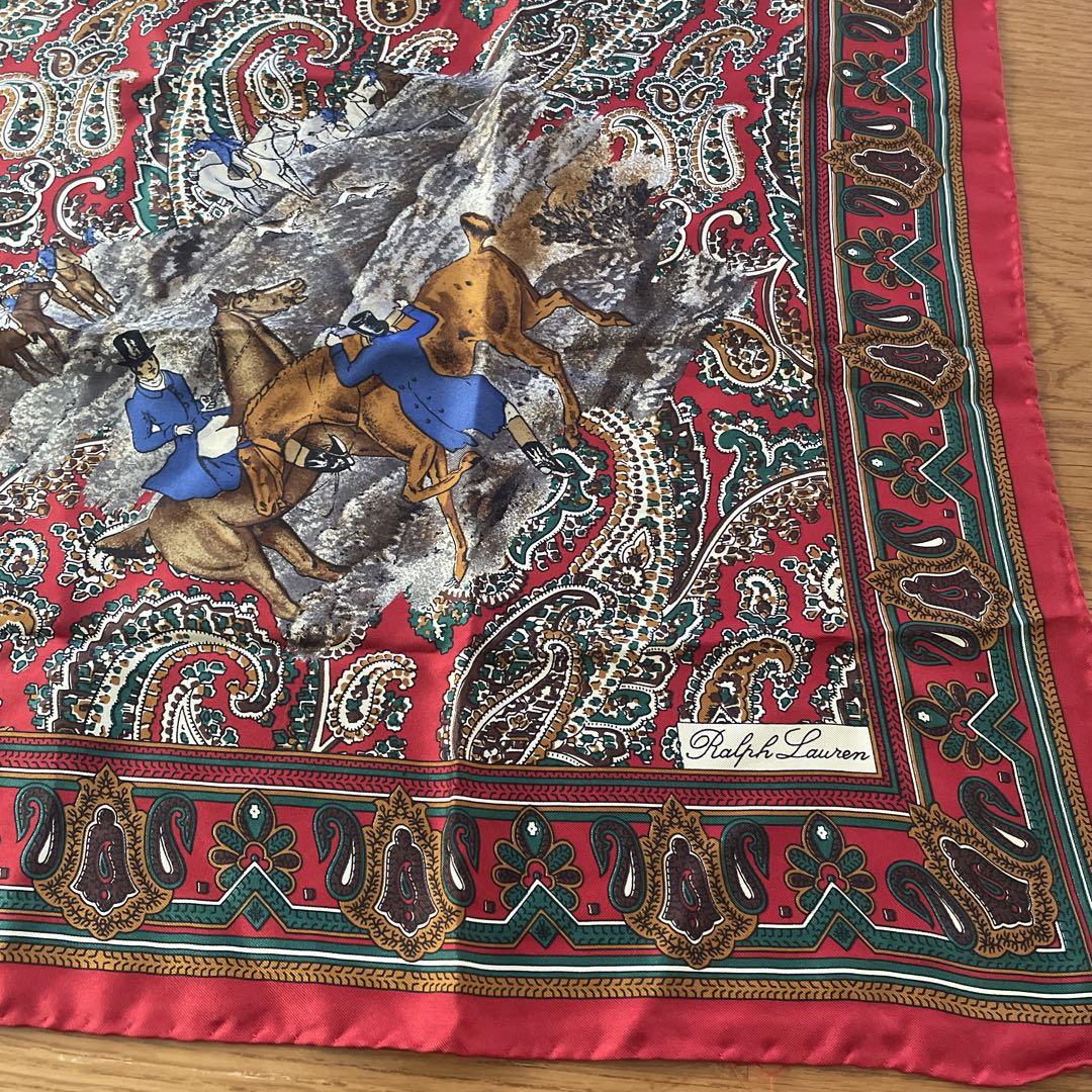 イタリア製 RALPH LAUREN 大判 ストール スカーフ シルク 乗馬