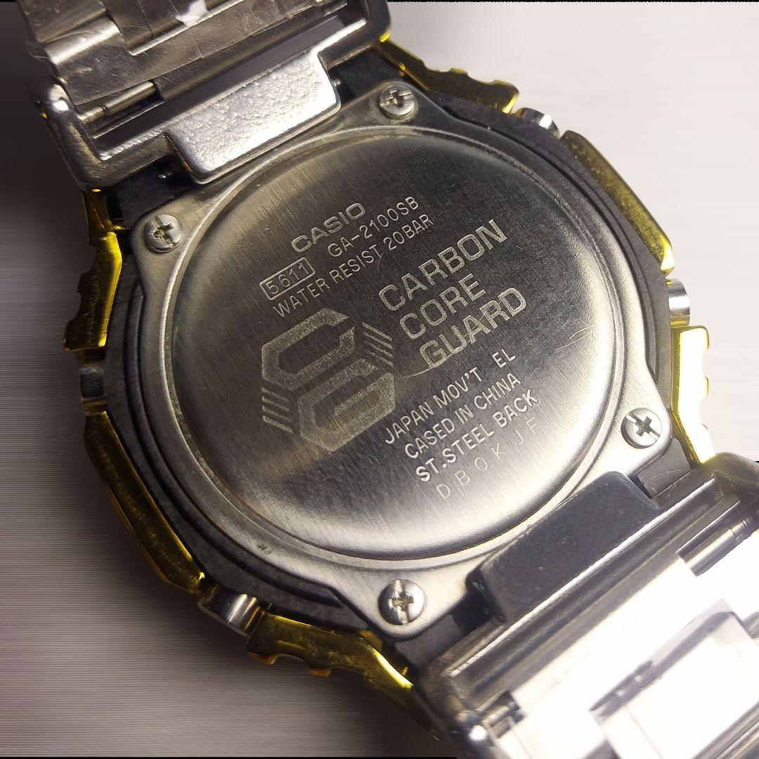 外装新品G-SHOCK GA-2100 シルバー/ゴールドフルメタル カシオーク