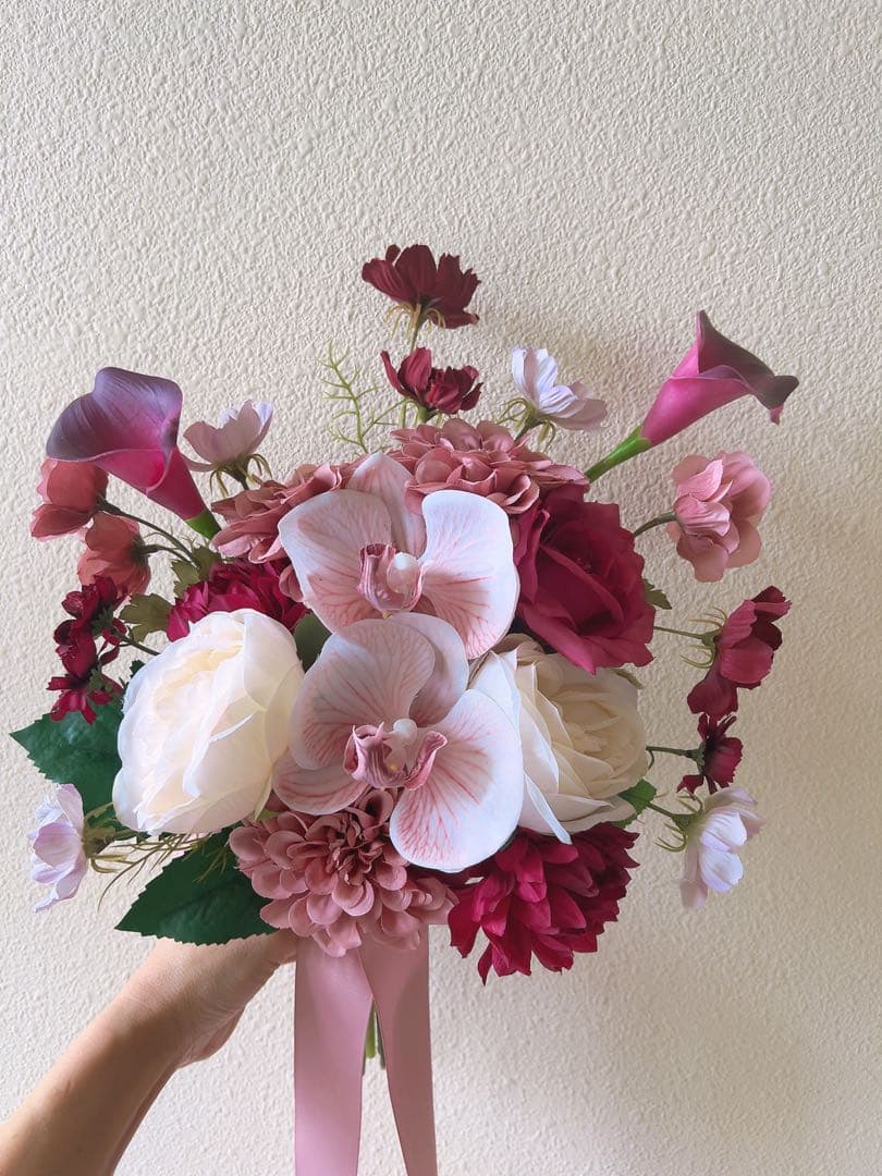 アーティフィシャルフラワーブーケ　前撮り　造花ブーケ　ウエディングブーケ　結婚式