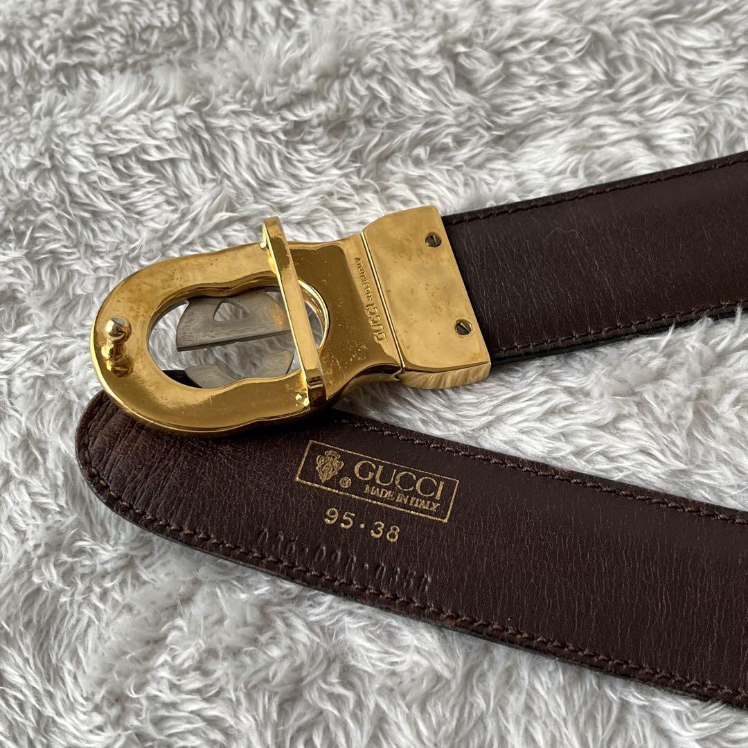 【中古・美品】GUCCI グッチ　GG金具　レザーベルト　オールドグッチ
