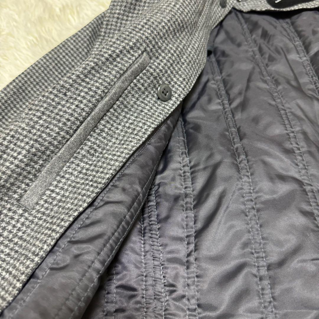 【美品】グリーンレーベルリラクシング メンズ 千鳥格子柄 中綿ライナー付きコート