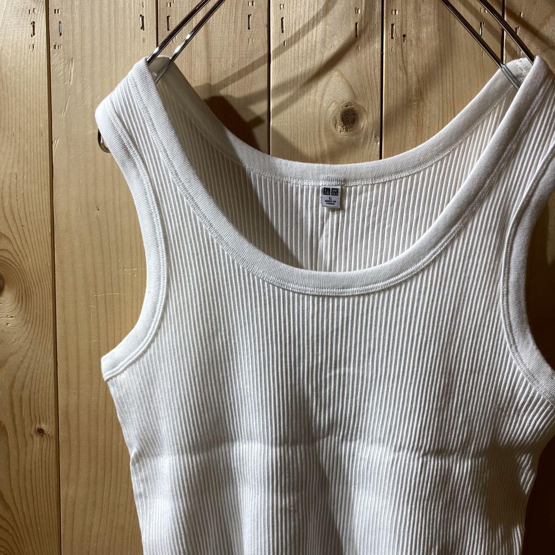ss4260 UNIQLO ユニクロ リブ タンクトップ 白 L