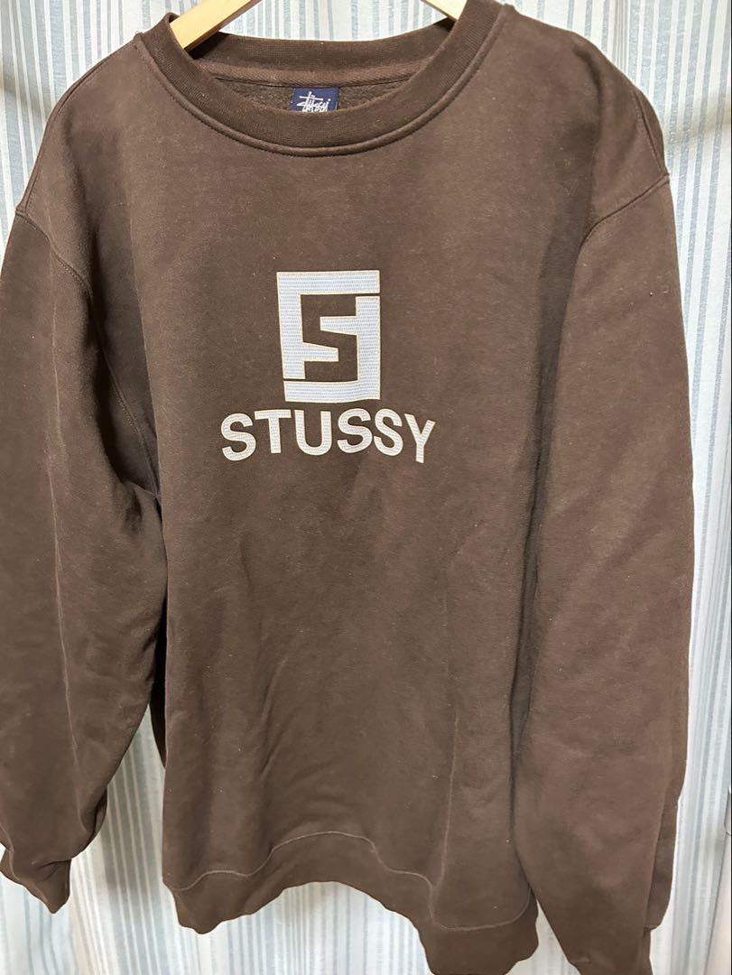 90s Old STUSSY ブラウン クルーネック トレーナー スウェット