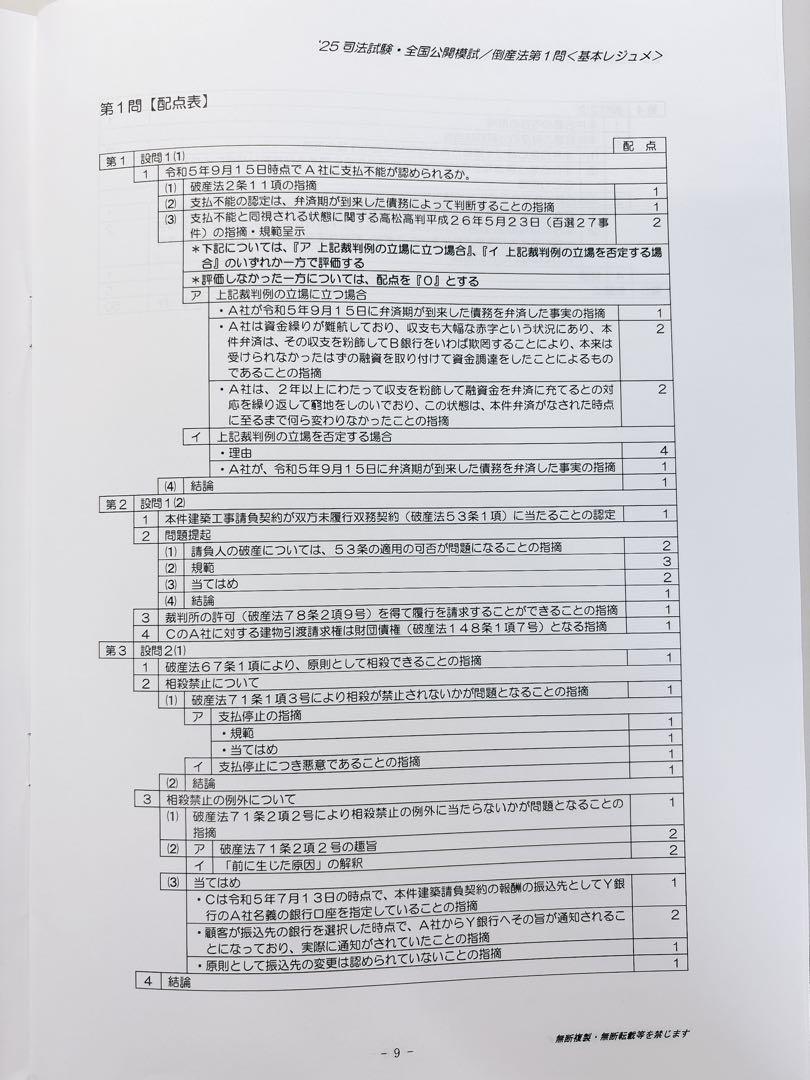 【週末限定価格】辰巳法律研究所 令和7年度 司法試験 全国公開模試　全科目セット