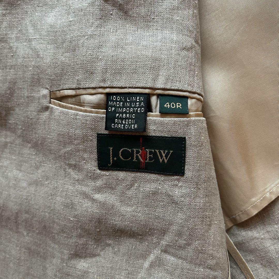 90s J.CREW リネンテーラードジャケット アメリカ製 40R 巨人タグ
