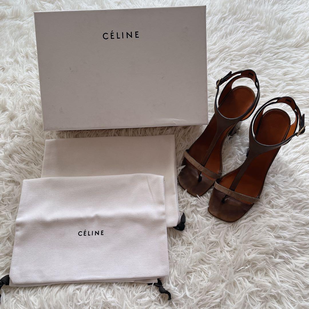 箱 保存袋付 CELINE セリーヌ サンダル ストラップサンダル 22.5cm