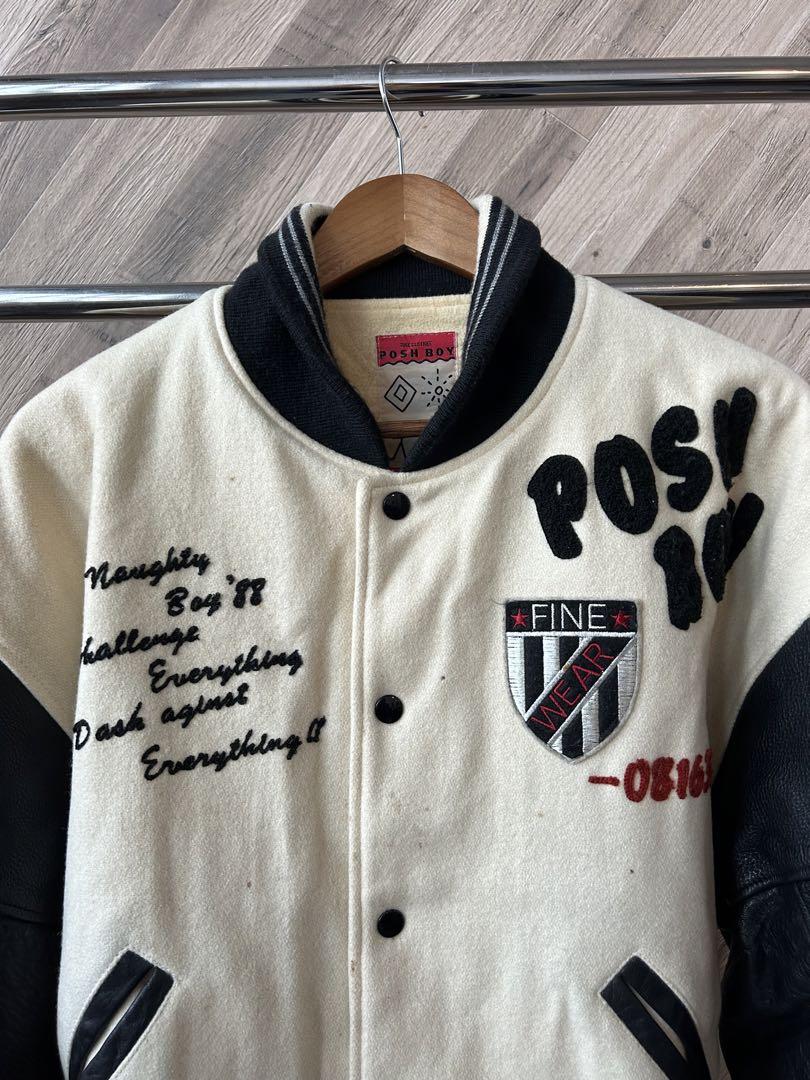 ★ POSH BOY 90s ワッペン　刺繍　ナンバリング　レザー　スタジャン