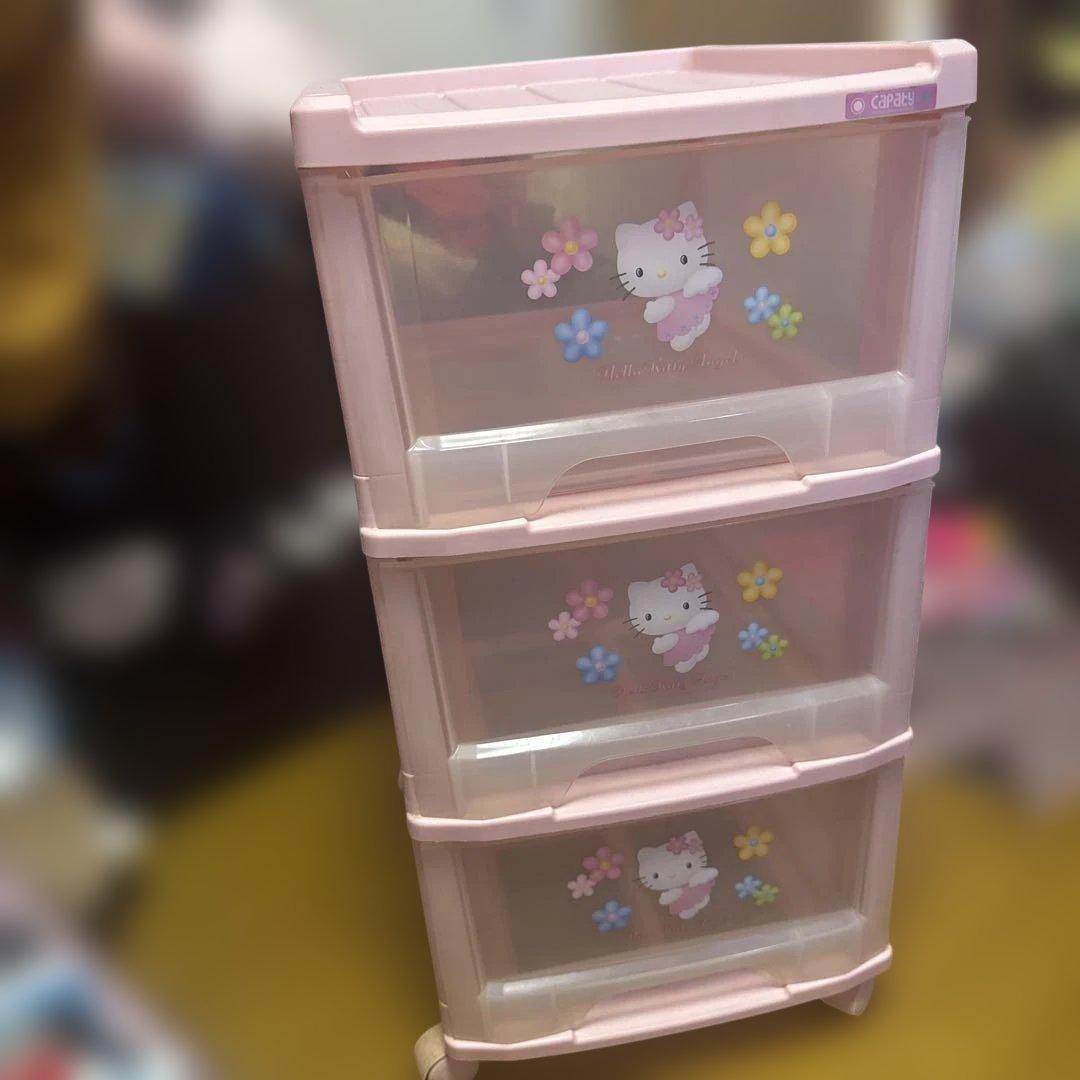 エンジェルキティー キティー 3段収納ケース ピンク 2001年 平成レトロHELLO KITTY