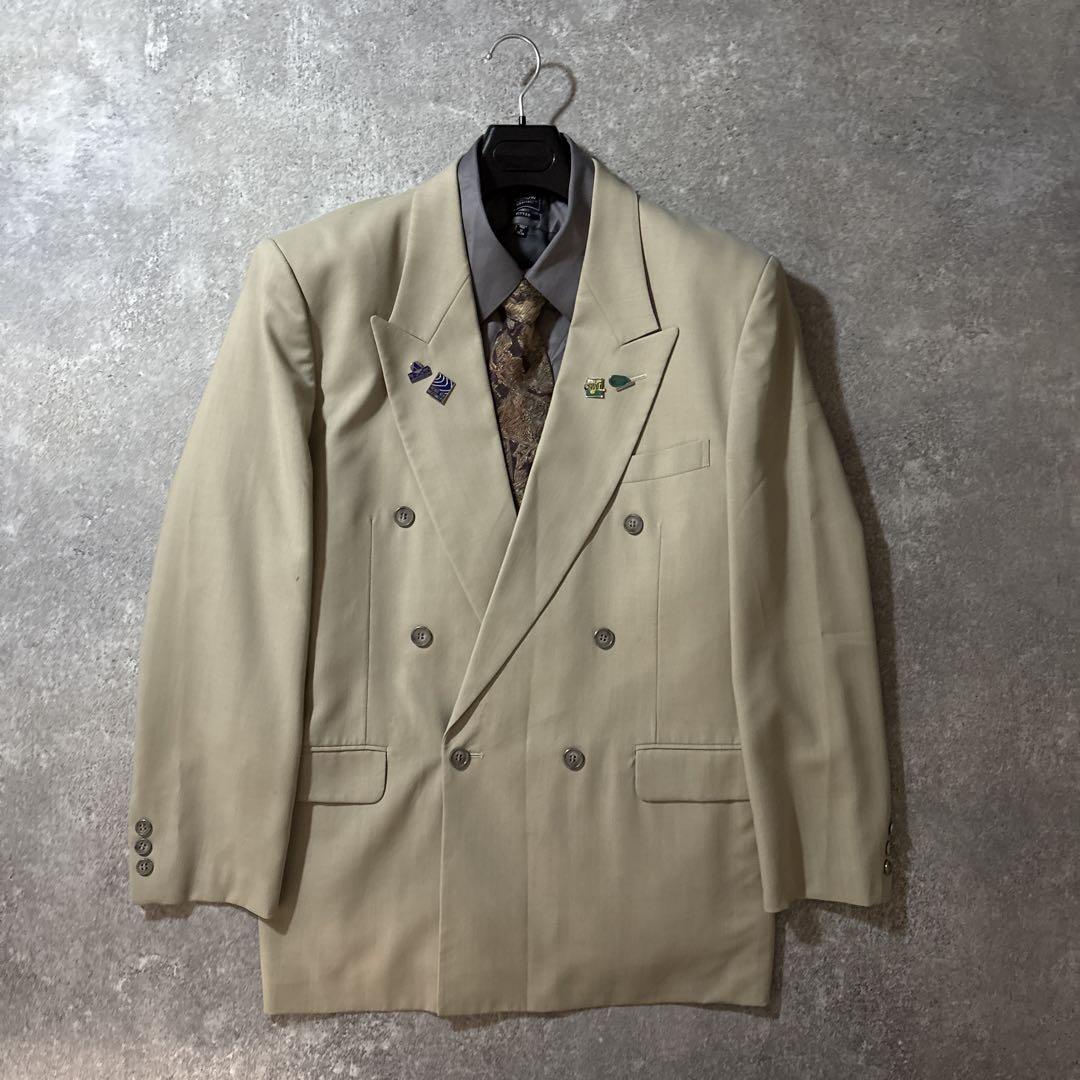 NO.99 【vintage】 セットアップ ダブル ピンズ　ネクタイ ベージュ