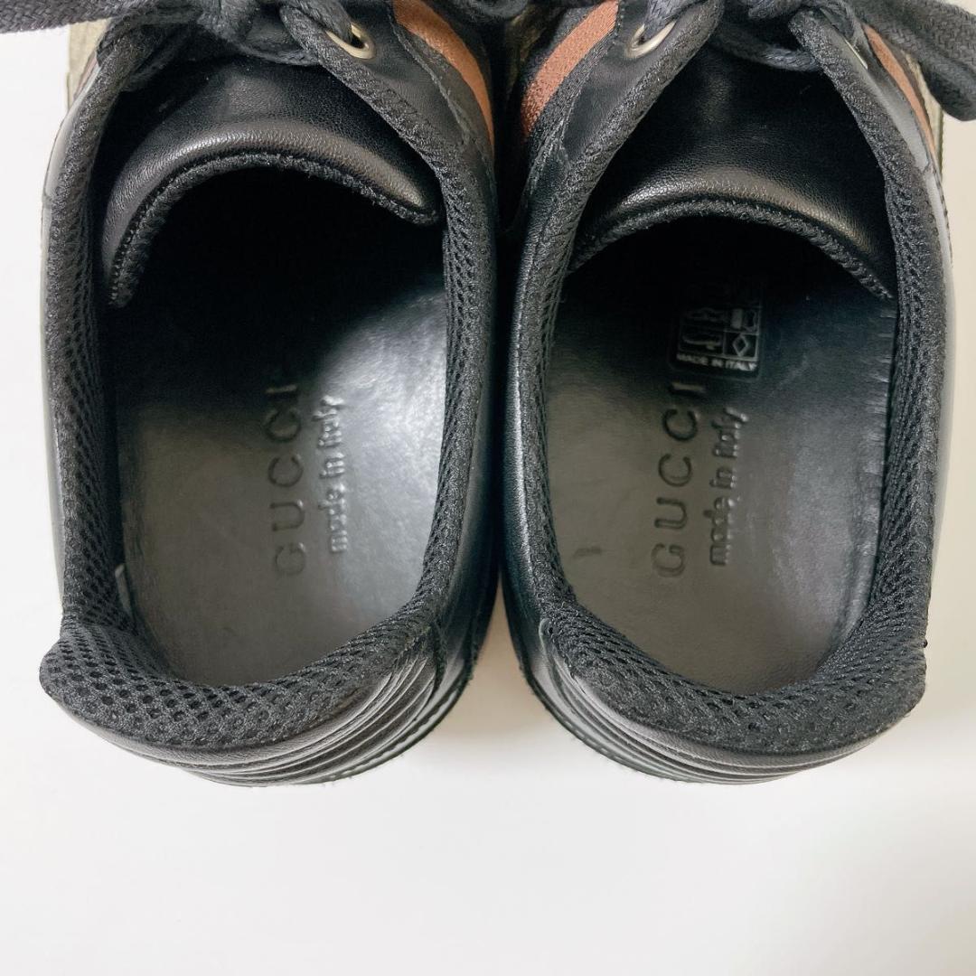 美品 GUCCI グッチ ヴィンテージ GG キャンバス スニーカー レザー