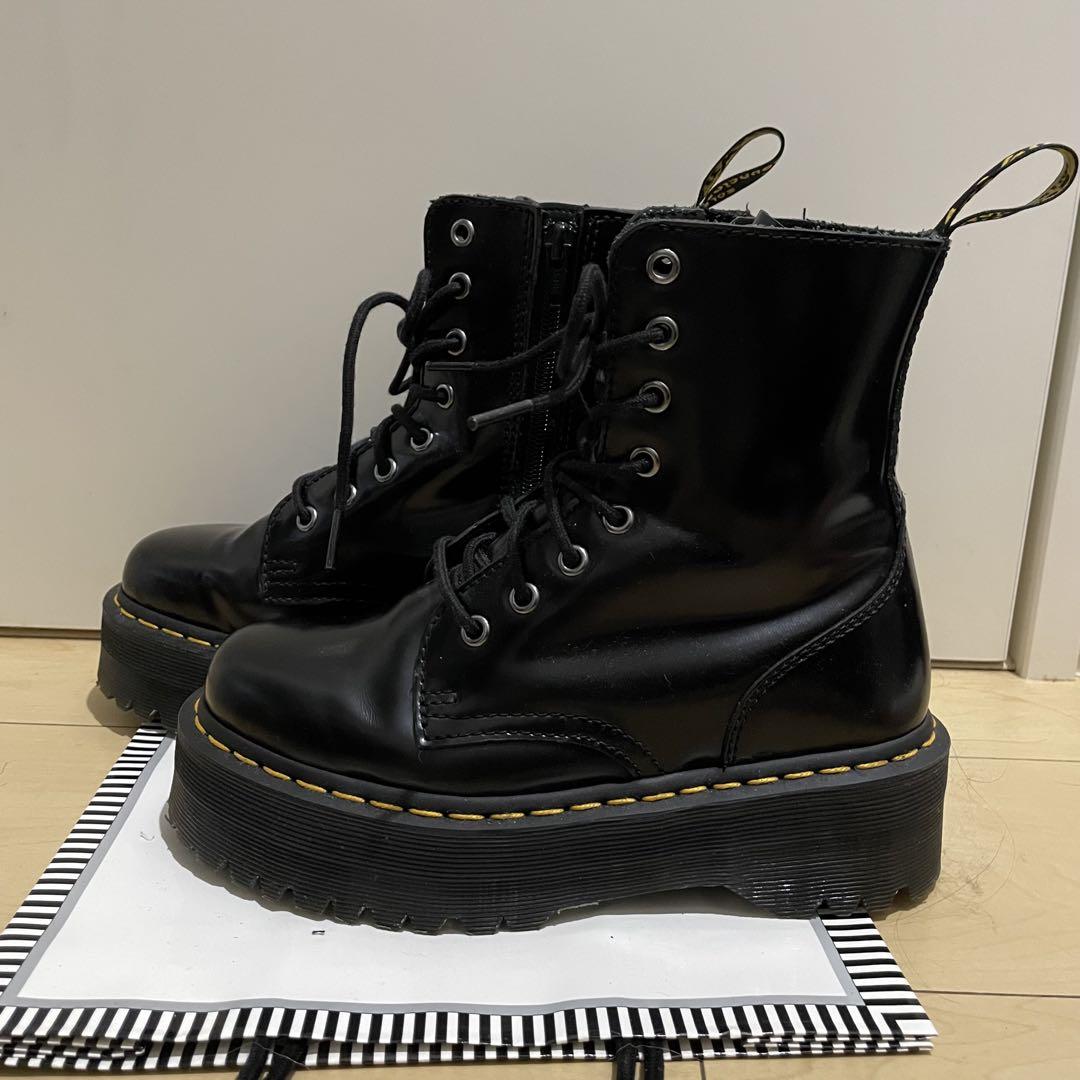 超美品 Dr. Martens 黒 レザー 8ホール 厚底 ミリタリーブーツ