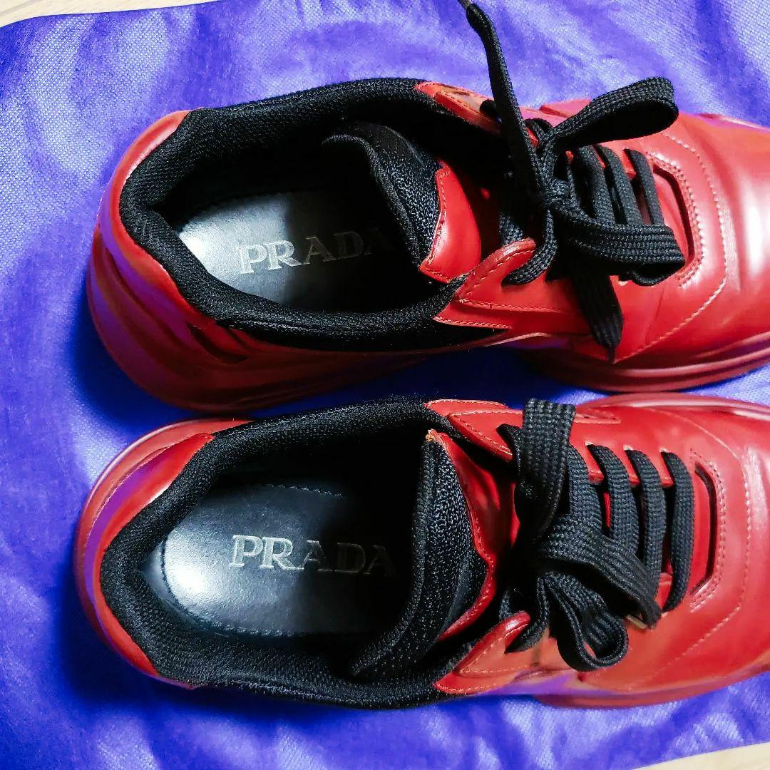 PRADA プラダ スニーカー 25cm 赤 2014aw - メルカリ