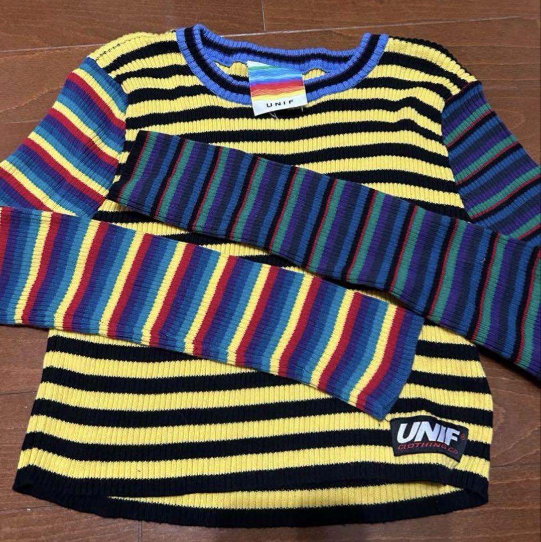 UNIF カラフルストライプ長袖ニット
