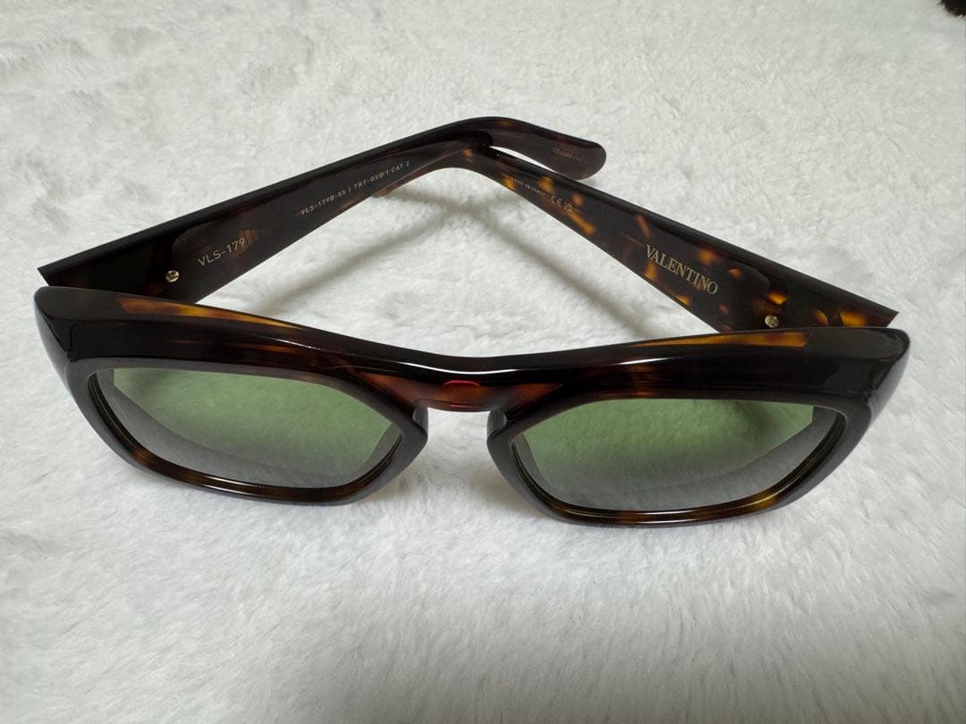 定価10万VALENTINO レクタンギュラー アセテート フレーム サングラス