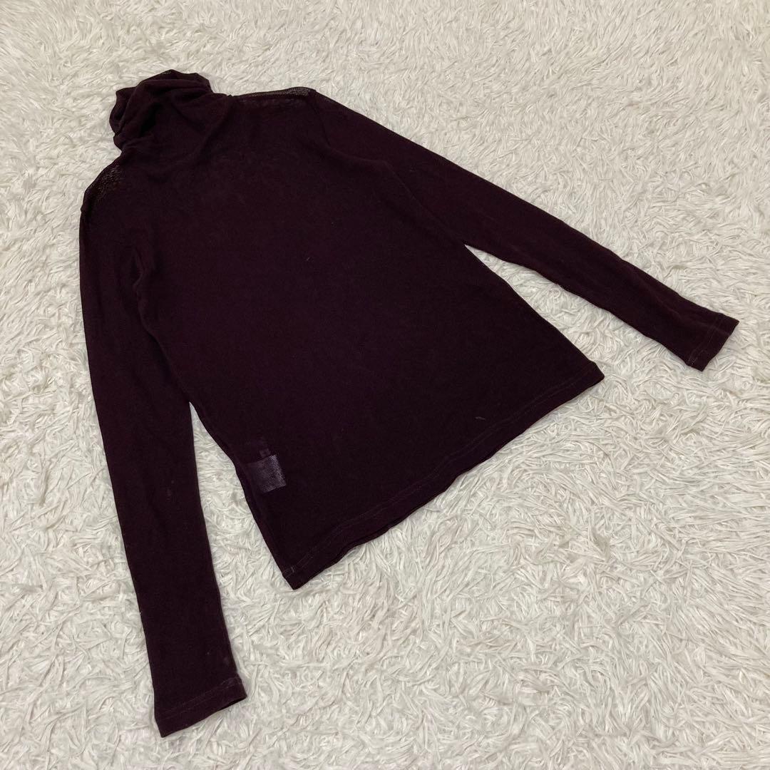 TOKUKO 1er VOL タートルネックカットソー シースルー 紫 茶 9号 TOKUKO 1er VOL タートルネックカットソー シースルー 紫 茶 9号