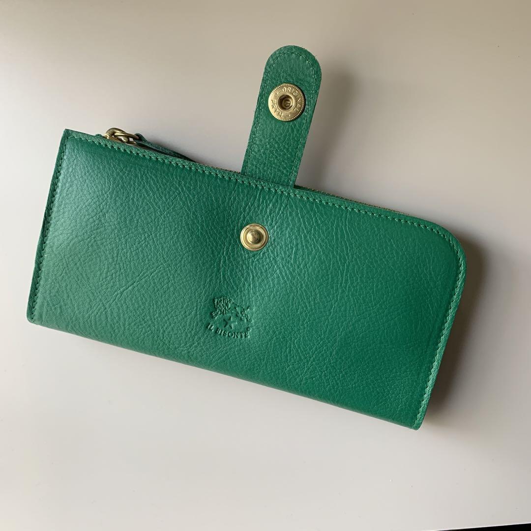新品】イルビゾンテ 二つ折り財布 長財布 エメラルド グリーン 新品】イルビゾンテ 二つ折り財布 長財布 エメラルド グリーン